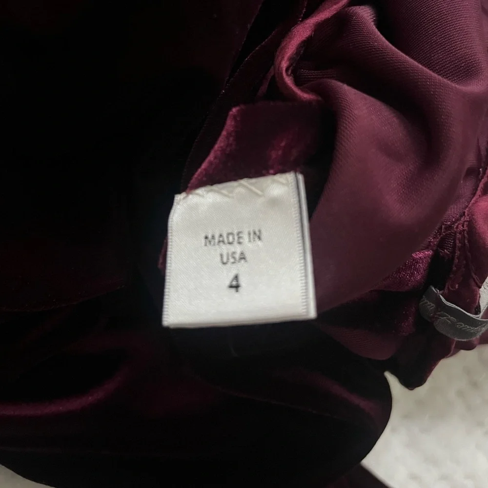 Monique Lhuillier Collection Merlot Soft Velvet Tapered Jumpsuit